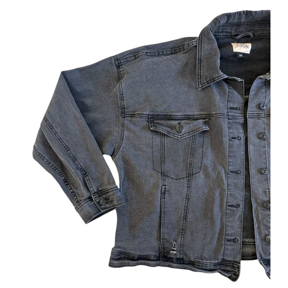 LED ZEPPELIN Upcycled Gray Denim Jacket Retro Vintage Band 60s Rock Size 2XL - Picture 5 of 11
